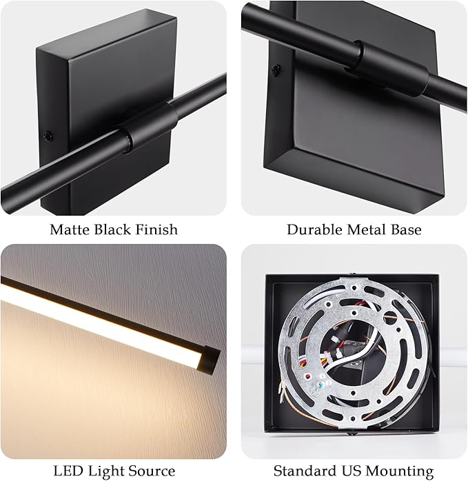 Modern LED Wall Sconces, Hardwired Wall Sconces, 3000K Warm Light Wall Lamp,Black Wall Light Fixtures for Living Room, Bathroom, Bedroom