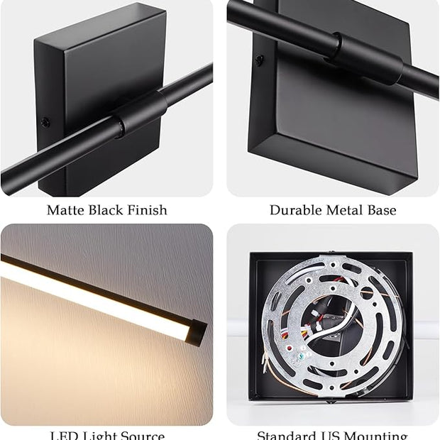 Modern LED Wall Sconces, Hardwired Wall Sconces, 3000K Warm Light Wall Lamp,Black Wall Light Fixtures for Living Room, Bathroom, Bedroom