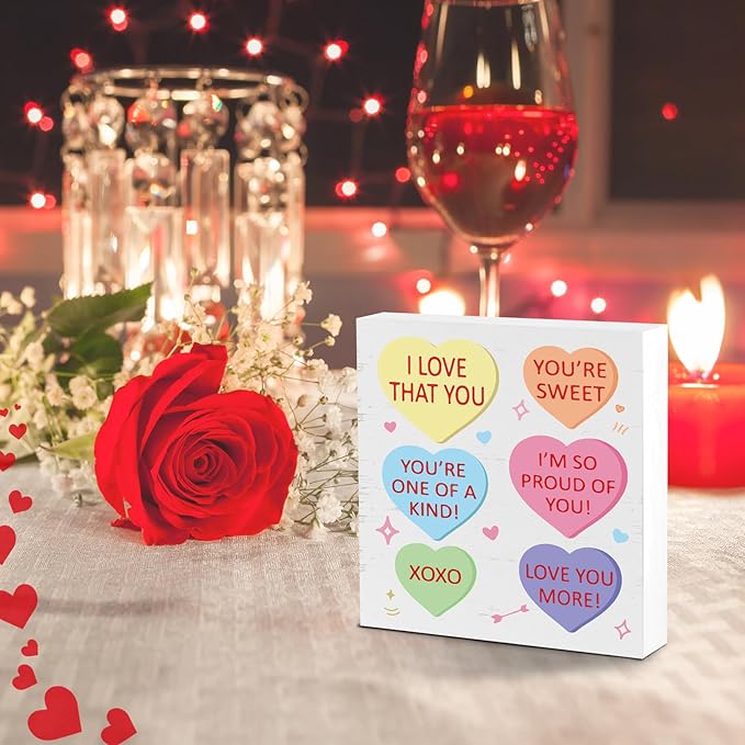 Valentines Desk Decor, Valentine's Day Home Office Table Sign for Wife Daughter from Dad Husband, Valentine Gifts Decorations for Porch Tiered Tray Shelf Party, You are Sweet