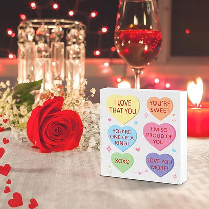 Valentines Desk Decor, Valentine's Day Home Office Table Sign for Wife Daughter from Dad Husband, Valentine Gifts Decorations for Porch Tiered Tray Shelf Party, You are Sweet