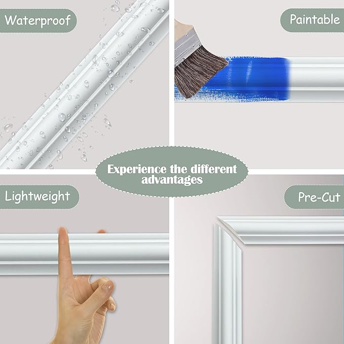 Sunnyglade 3 Frame Pre-Cut Wall Molding kit, Ready to Assemble Wainscoting Panels for Interior Wall Décor, Bedroom Living Room Office Accent Wall - Easy Installation with Glue (3)