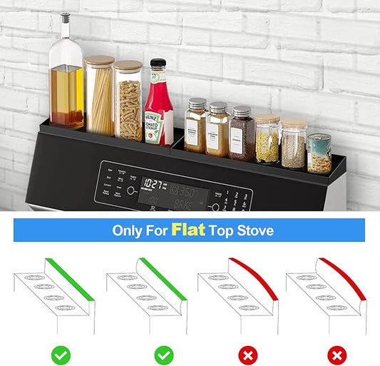 30" Magnetic Stove Top Shelf Spice Rack,2 Pack 15" kitchen Seasoning Organizers Storage Gadgets Spice Rack Over The Stove Shelf Metal (Black-2 Pack 15")