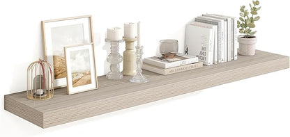 Heimlove Floating Shelves for Wall 55 Inch Long,Extra Large and Thick Wood Shelves Mounted Storage Hanging Shelf Invisible Bracket for Bedroom,Living Room,Kitchen,Office,Grey
