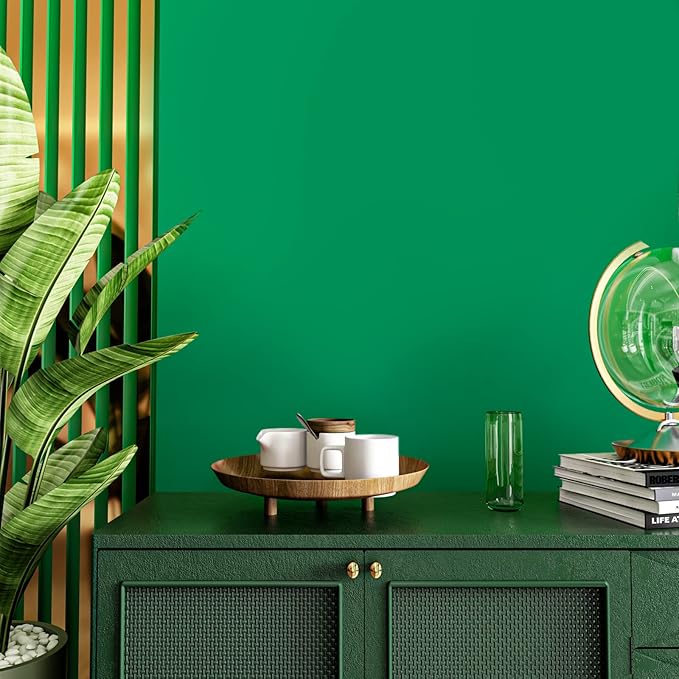 VEELIKE Thick Shamrock Green Wallpaper Stick and Peel Waterproof Green Contact Paper for Kitchen Cabinets Shelves Walls 24''x118'' Self Adhesive Removable Solid Color Wallpaper for Bedroom Living Room
