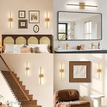 Battery Operated Wall Sconce Set of 2, 8000mAh Rechargeable Wall Sconces, 3000K-6000K Dimmable, 350°Rotate, Indoor Wall Lights for Bedroom Living Room, Original Wood, 23.6 Inch