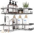 Corner Shower Caddy - 2 Pack, Adhesive Shower Organizers, Rustproof Stainless Steel Shower Shelves with 8 Hooks, No Drilling Bathroom Organizers and Storage Racks, Space-Saving, Grey, Large