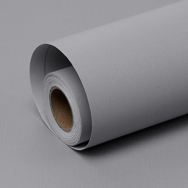Amiya Light Grey Peel and Stick Wallpaper Solid Color Textured Contact Paper Pure Grey Self Adhesive Wallpaper Matte Removable Wall Paper Decorative Walls Decal Vinyl Roll A Set of15.7×480"