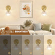 Vintage Battery Wall Sconce with Flower lampshade,Rechargeable Battery Powered Wall Lights,Wall lamp with 15 Colors for Bedroom Living Room Home Decor (Flower Clear, 2 Light Battery Operated)