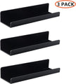 IEEK 15 Inch Black Acrylic Floating Wall Ledge Shelf,Wall Mounted Nursery Kids Bookshelf,5MM Thick Home/Office/Bathroom Storage Shelves Display Organizer Set of 3