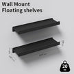 Small Shelves for Wall, Metal Floating Shelves Wall Mounted with Lip for Storage No Wobble, Heavy Duty Wall Shelves for Bathroom/Kitchen/Bedroom/Small Spaces, Black 16 inch 2 Pack
