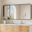 Koonmi Black Bathroom Mirror for Wall, 30x71 Inch Matte Metal Deep Framed Rounded Corner Wall Mirror, Shatterproof Tempered Glass for Farmhouse Bedroom Entryway, Vertically or Horizontally