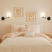 VONLUCE Wall Sconce Set of 2, Plug in & Hardwired Swing Arm Wall Lamps, Adjustable Wall Mounted Lighting Fixtures, Modern Wall Lights with Black Base White Fabric Shade for Bedside, Hallway, Study