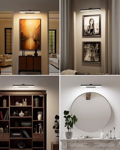 Bridika Picture Lights for Wall Battery Operated with Remote, 3 Color Modes and Dimmable Rechargeable Art Lights for Paintings, Gallery, Bedroom, Bathroom with Timer Black 2