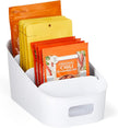 YouCopia ShelfBin Packet Organizer, 4-Tier Stairstep Raised Divided Bin, BPA-Free Storage Caddy for Kitchen Pantry and Cabinet Organization, Tea Bags, Medicine, and More