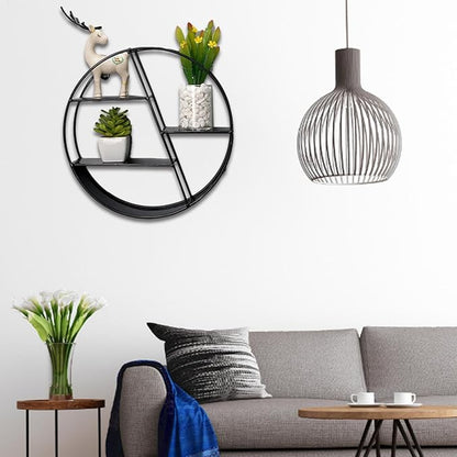 Round Wall Shelf - Circular Wall Shelf | Round Floating Shelves | Wall-Mounted Storage Rack | Floating Shelves Metal Shelf Decoration for Bedroom Living Room Bathroom Kitchen Office