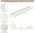 upsimples Floating Shelves for Wall, 35.5 Inch Shelves for Decor Storage Set of 6, Wall Mounted Wood Shelf for Bedroom, Living Room, Bathroom, Kitchen, Long Picture Ledge Shelves, White