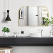 Modern Large Wall Mirror, Modern Mantel Minimalist Home Decor, Brushed Gold Metal Framed Arched Mirror for Living Room, Bedroom, Fireplace, Mantle, Entryway, Bathroom, 36