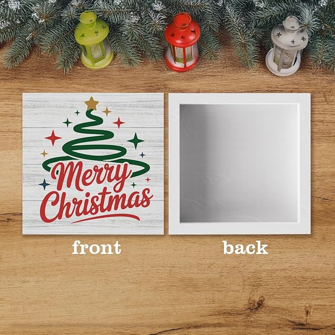 Christmas Decor Christmas Sign Decorations for Home Merry Xmas Sign for Home Office Desk Table Cubicle Shelf Xmas Desk Accessories 5 x 5 inch