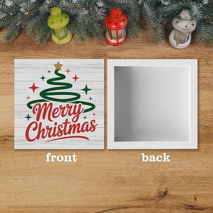 Christmas Decor Christmas Sign Decorations for Home Merry Xmas Sign for Home Office Desk Table Cubicle Shelf Xmas Desk Accessories 5 x 5 inch
