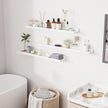 RICHFOCUS Floating Shelves for Wall, 36 inch Solid Wood Picture Ledge Shelf for Wall Storage, Nursery Book Shelves with Lip for Living Room Bathroom Bedroom Kitchen, Set of 3, Washed White