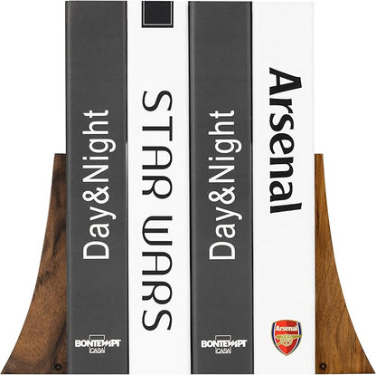 TILISMA Bookends for Heavy Books – Walnut Wood Book Ends for Shelves – Heavy Duty Bookends to Hold Books – Decorative Book Ends for Home Library – Wooden Bookend for Shelf - Bookshelf Accessories