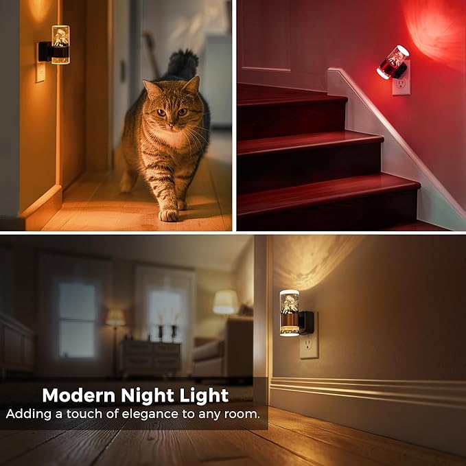 L LOHAS LED Night Lights Plug into Wall, Dusk to Dawn Sensor Nightlight, 9 Colors Changing,Adjustable Brightness,Acrylic Decorative Night Lights for Bathroom,Wedding,Birthday Gift