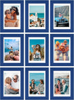 Vittanly 4x6 Picture Frames Set of 9, Shatter Resistant Plexiglass, Display 3.5x5 Pictures with Mat or 4x6 without Mat, Photo Frames for Wall or Tabletop, Engineered Wood, Blue
