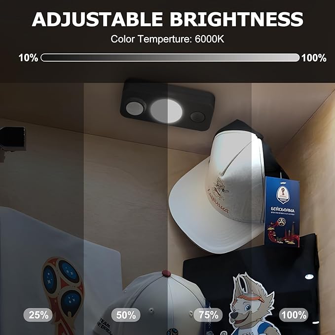 LED Motion Sensor Puck Lights, Rechargeable Cabinet Lights, Stick on Wireless LED Night Light for Closet, Drawer, Shelf, Under Cabinet, Daylight White 4Pack, USB Charging Cord Included