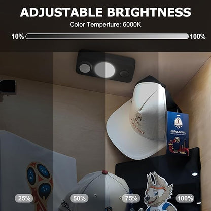 LED Motion Sensor Puck Lights, Rechargeable Cabinet Lights, Stick on Wireless LED Night Light for Closet, Drawer, Shelf, Under Cabinet, Daylight White 4Pack, USB Charging Cord Included