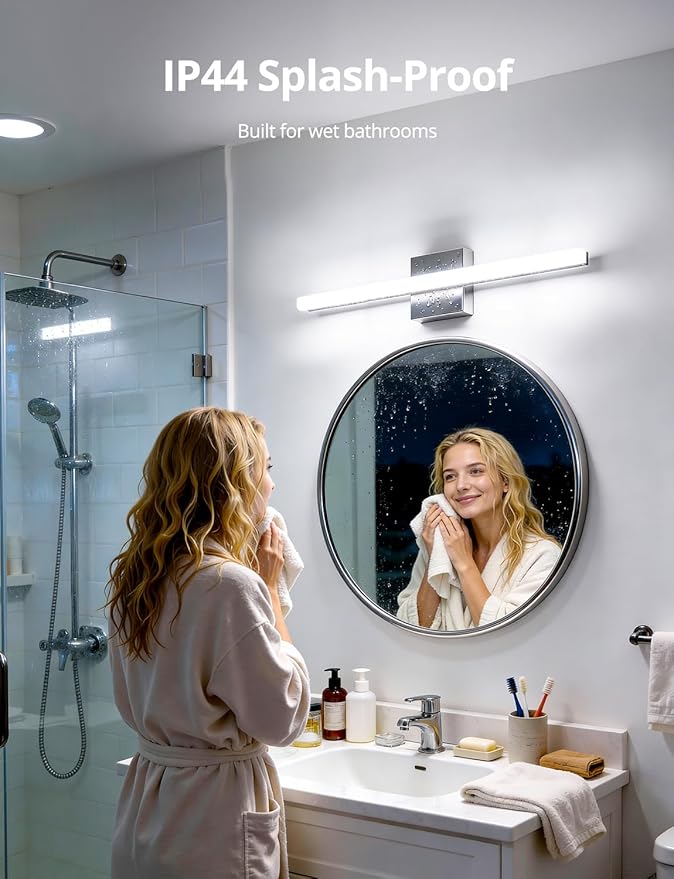Combuh LED Vanity Lights Bar 24 Inch Bathroom Light Fixtures 14W IP44 Over Mirror Lighting Indoor Wall Sconces Modern Cool White 6000K for Washroom