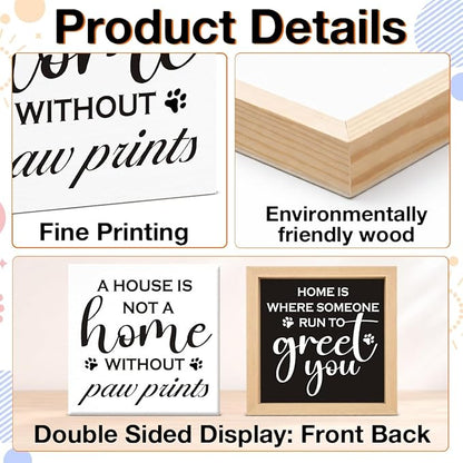 Rustic Farmhouse Dog Decor - Gift for Pet Lover - Double-sided Dogs Decor for Tiered Tray Table Desk Shelf Decoration