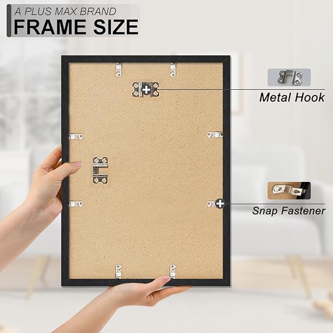 A PLUS MAX 14x16 Picture Frame Set of 3, Black Engineered Wood Frame for 14 x 16 Inch Picture Poster Photo, Light Weight 14 by 16 Frame with Wood-grain for Wall - 3 Pack/Black/14 x16