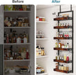 bukfen Over the Door Pantry Organizer, 6-Tier Adjustable Wooden Basket Kitchen Pantry Door Organization and Storage, Heavy-Duty Metal Hanging Kitchen Spice Rack, D6.3 x W17.71 x H50.60 inch, 1 Pack