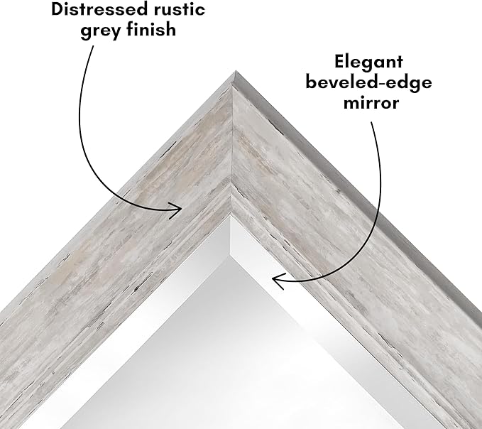 Americanflat 24x36 Wall Mirror - Hanging Mirrors with Durable Frame - Modern Mirror for Bathroom, Bedroom, Living Room - Mirrors for Wall Display and Home Decor - Distressed Grey