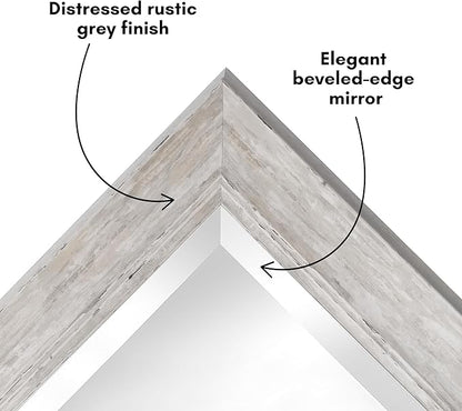 Americanflat 24x36 Wall Mirror - Hanging Mirrors with Durable Frame - Modern Mirror for Bathroom, Bedroom, Living Room - Mirrors for Wall Display and Home Decor - Distressed Grey