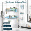 Shower Caddy Adhesive Shower Organizer 7-Pack, Rustproof Stainless Steel Bathroom Shelves, Large Capacity No-Drill Rack Storage Accessories with Soap Dish Toothbrush Holder Hooks