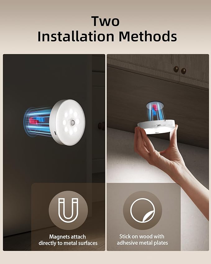EZVALO 6-Pack Under Cabinet Lighting, Rechargeable Motion Sensor Puck Light with Remote, 3 Color Temps &12 RGB Colors, Magnetic Stick on Light, Dimmable Under Counter Light for Kitchen, Home Decor