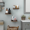 Small Floating Shelf, 6X6 Inches Farmhouse Wall Shelves for Living Room, Bedroom, Picture Frames, Plants, Kitchen, Set of 3 (Brown)