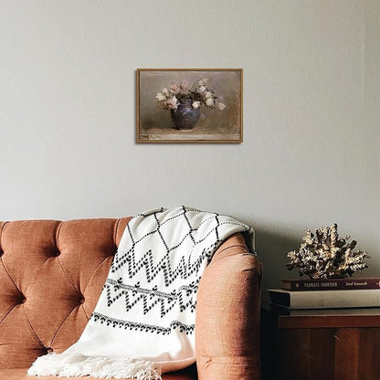 OIQArtOIQ Vintage Landscape Canvas Wall Art Framed Natural Scenery Painting Artwork Prints France Country Wilderness Farmhouse Decor Pictures Kitchen Bedroom Living Room Bathroom