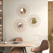 3 Pack Metal Mirrors for Wall Sunburst Wall Mirrors Home Décor Decorative Hanging Wall Art for Living Room Bedroom Entryway (Rose Gold2, Flowers)