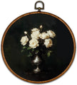KSDUT Retro Aesthetic White Floral Wall Art Decor - Botanical Neutral Mid Century Modern Dark Wall Art Canvas Frame Hanging Prints, Vintage Landscape Round Wall Art Decor for Home Decorations 10