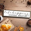 Coffee Wooden Box Sign, Country Farmhouse Decor for Home Kitchen, Coffee Station Wall Decors, Desktop Decor, Coffees Addict Gift, Life Happens Coffee Helps Sign, 17.8x4x1.2 inches