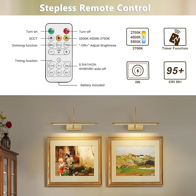JOOSENLUX Wireless Picture Light with Remote Control - 16