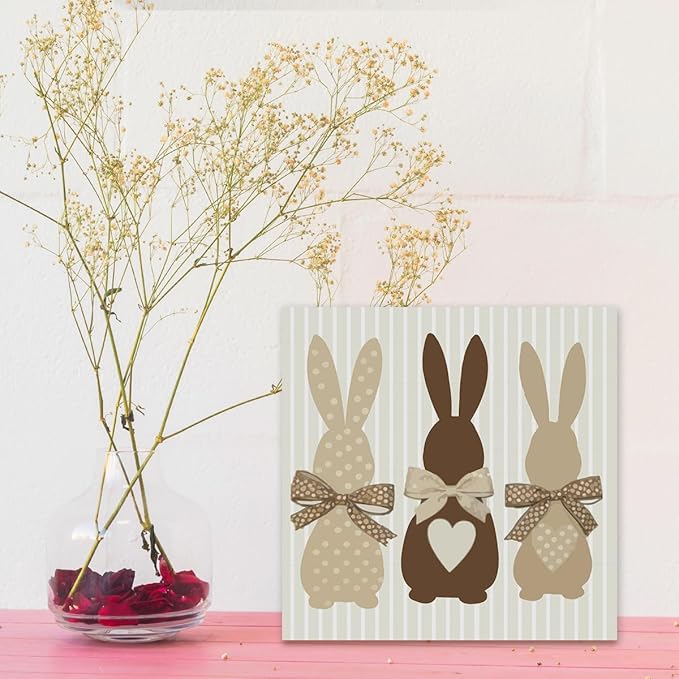 Easter Decor Indoor Easter Party Decorations Farmhouse Easter Peeps Bunny Rabbit Egg Sign for Home Room Badroom Bathroom Table Mantle Office Dessk Decor