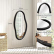 JJUUYOU Irregular Mirror Black Asymmetrical Wooden Wall Mirror 34