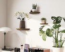 Solid Wood Half Round Floating Wall Shelves | Elegant Floating Shelves, Elevate Your Space. Perfect for Living Rooms, Bathrooms, Bedrooms, Offices, Children's Rooms Brown