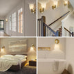 Wall Sconces Set of 2, Gold Vanity Lights for Bathroom, Modern Wall Light Fixtures with Rotary Switch, Wall Mount Light with Frosted Glass, Farmhouse Lamp for Bedroom Living Room