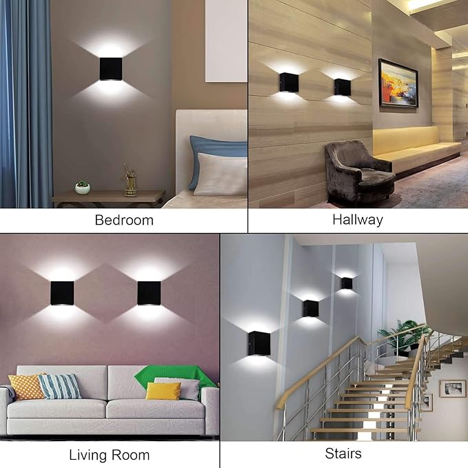 Lightess Mini LED Wall Sconces Dimmable 10W, Modern Wall Lamp Black Up Down Wall Mount Lights Mini Metal for Living Room Hallway Bedroom Decor, Cool White, O1186TP