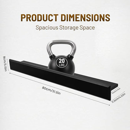 32 Inch Picture Ledge Shelf with Lip,Floating Shelves for Wall, Set of 2 Solid Pine Wood Shelves with Invisible Brackets, Wall Storage for Living Room, Bedroom, Kitchen, Bathroom(Black)