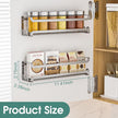 LUCYCAZ 2 Pack Wall Mounted Spice Rack with 8 Hooks, Spice Organizer Shelf for Stove Cabinet Pantry Door,Screw or Adhesive Spice Shelf Hanging Wall Spice Rack in Kitchen and RV (Silver, 2 PACK)